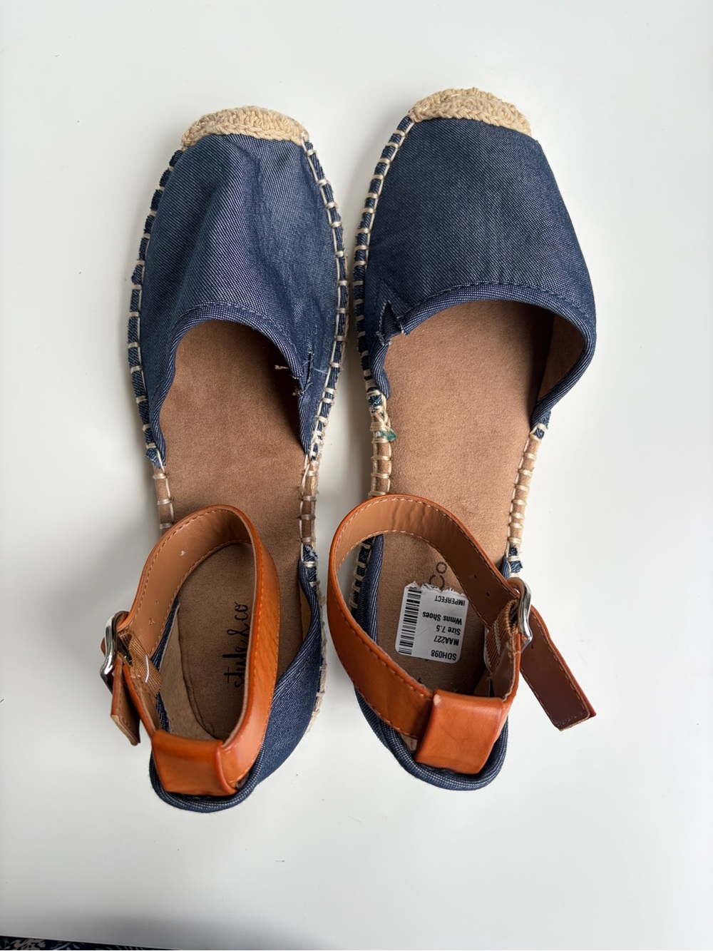 🆕✨🫐 Style&Co NavyBlue Espadrille Flats Strap Ankle Canvas Shoes Size 7.5M Summer - Picture 5 of 16